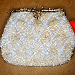 Vtg Ed Robinson 50s Glass Beaded Purse Hand Made in Belgium Evening Bag Clutch